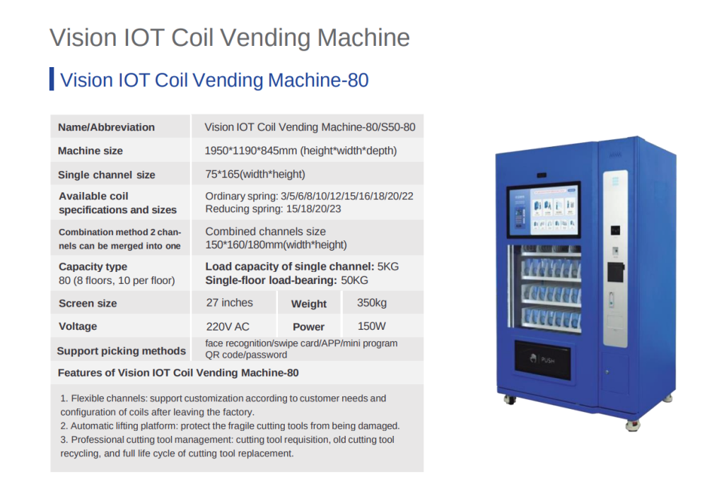 Smart vending system spec sheet